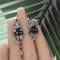 Серебряные серьги Новый Кот