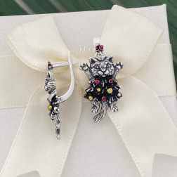 Серебряные серьги Новый Кот