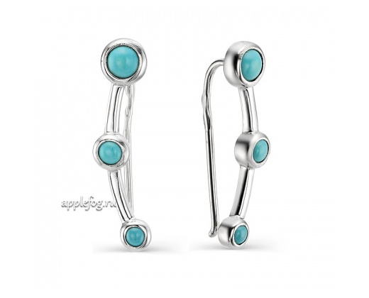 Серьги-клаймберы с бирюзой Серьги-клаймберы из серебра 925 пробы.
